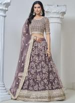 Net Purple Wedding Wear Embroidery Work Lehenga Choli